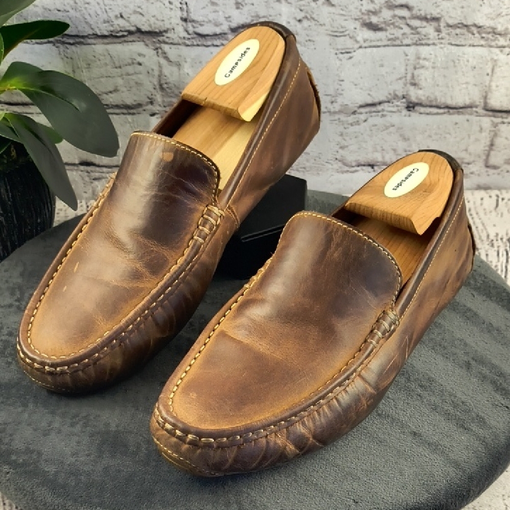 Cole Haan Full Grain Leather Slip-On Loafers, Driving Shoes 9w Wide